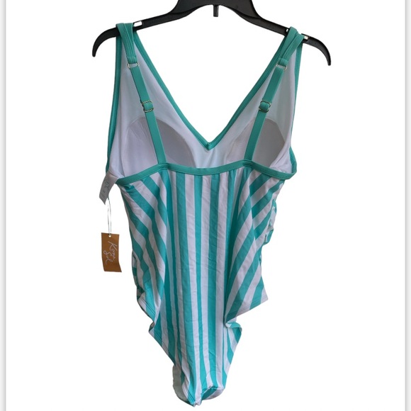 Kona Sol V-neck Over the shoulder high leg one piece Swimsuit plus size 20W NWT - Picture 3 of 4